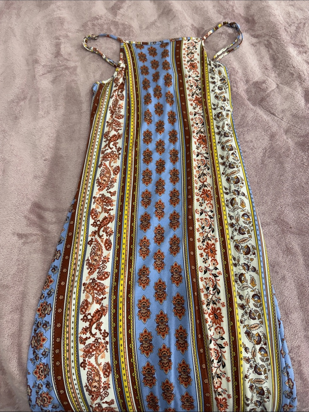 Forever 21 Blue Striped Paisley Maxi Dress